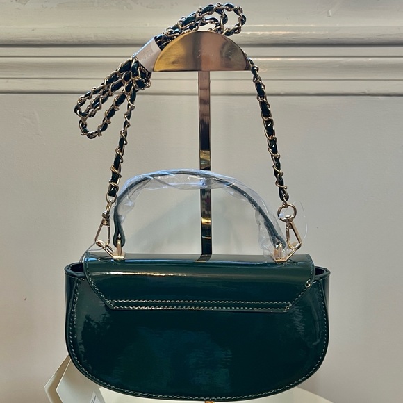 Valentino Orlandi Forest Green Patent Vegan Leather Clutch Crossbody MSRP$210 - Picture 8 of 17